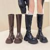 Korean Version of Versatile Round-headed Women's Knight Boots Thick-soled Heightening Sleeve Autumn Fashion Boots Slim Maillard Boots