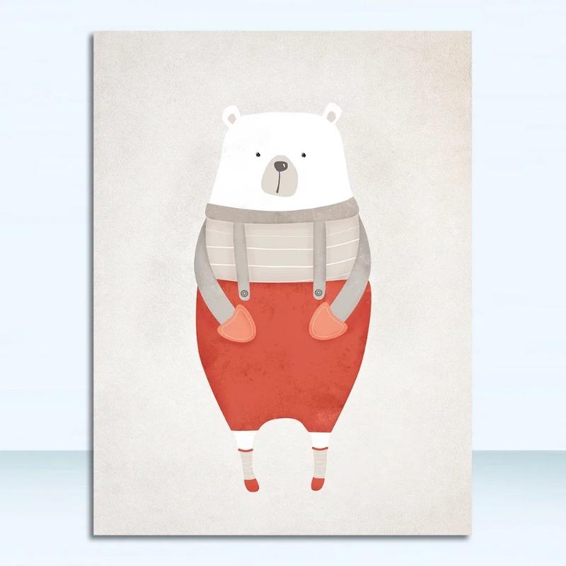 Charming Animal Portraits HD Canvas Wall Art  Hippo Penguin Polar Bear  Modern Decor for Bedroom  Living Room