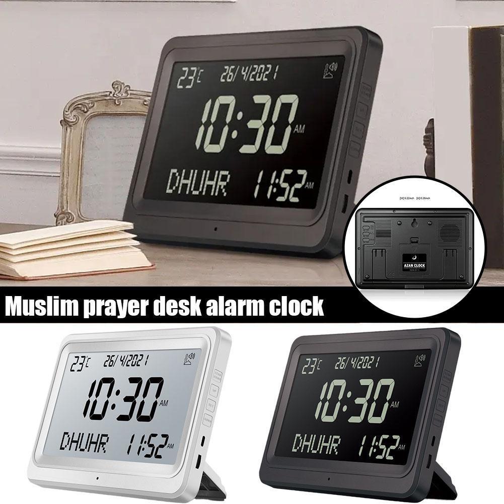 LCD Screen Hijir Gregorian Calendars Muslim Prayer Multi-languages Azan Desktop Worship Alarm Clock Electronic Wall Clock
