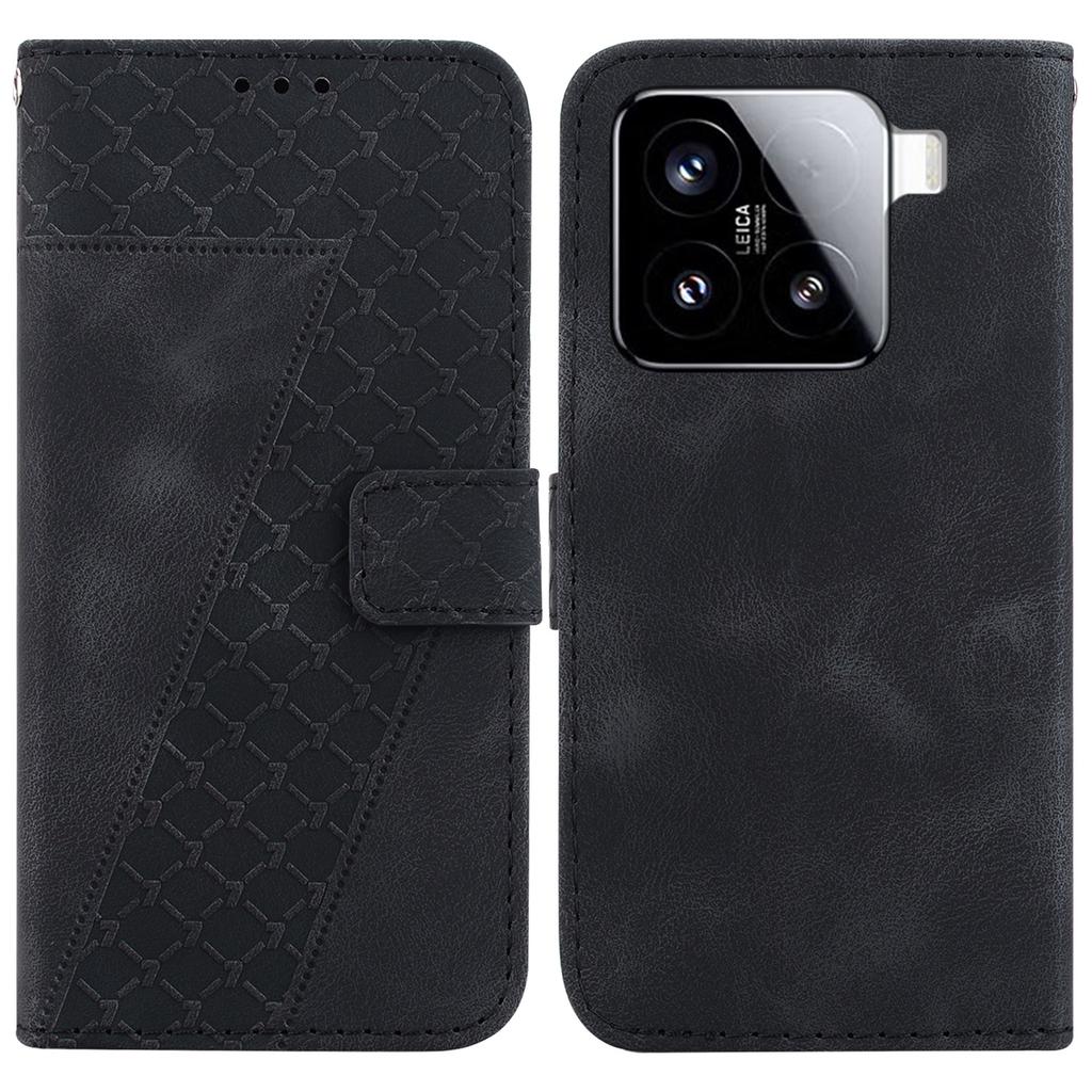 For Xiaomi 15 Stand Case 7-Shaped Pattern Imprint Leather Phone Cover