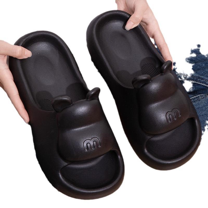 Women Spring Summer Large Size Soft Thick Bottom Indoor Slippers Casual Bear Solid Color Anti Slip Bathroom Slippers 36-45