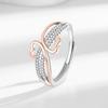Double Color Heart Ring: Zirconia-Studded Luxury Design for Women