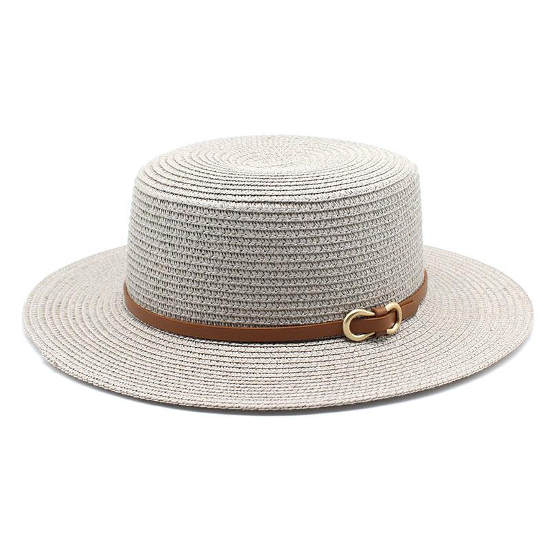 Spring And Summer Straw Hat Women'S Summer Flat Top Top Top Hat Seaside Vacation Beach Hat Internet Celebrity Straw Hat Sun Hat