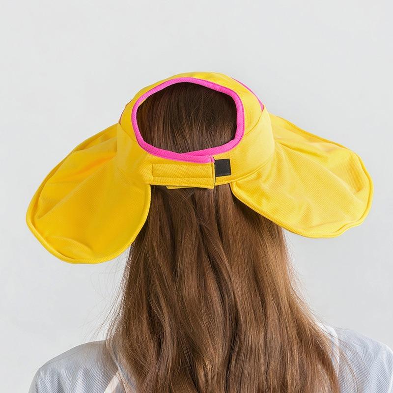 Empty top hat Outdoor women's beach sun protection hat Healthy fabric Versatile sun protection hat Big brim color matching sun protection hat