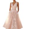 European and American Women's Dress Banquet Evening Dress, Sleeveless Vest V-neck, Digital Printing Dress