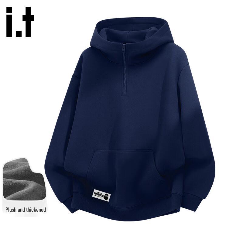 Fingercroxxit Fleece Lined Half-Zip Hooded Sweatshirt