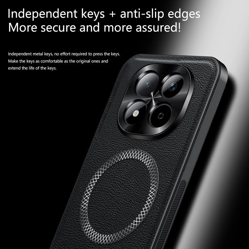 For Redmi Note 15 Pro Case Magnetic Elegant Leather Wear-Resistant Lens Fully Covered Non-Slip Grip Edge Cover Shell
