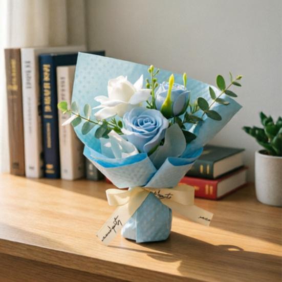 3 Heads Mini Artificial Rose Soap Flower Bouquet Preserved Rose Flower with Aromatherapy Valentine's Day Gifts for Women Mom Wife