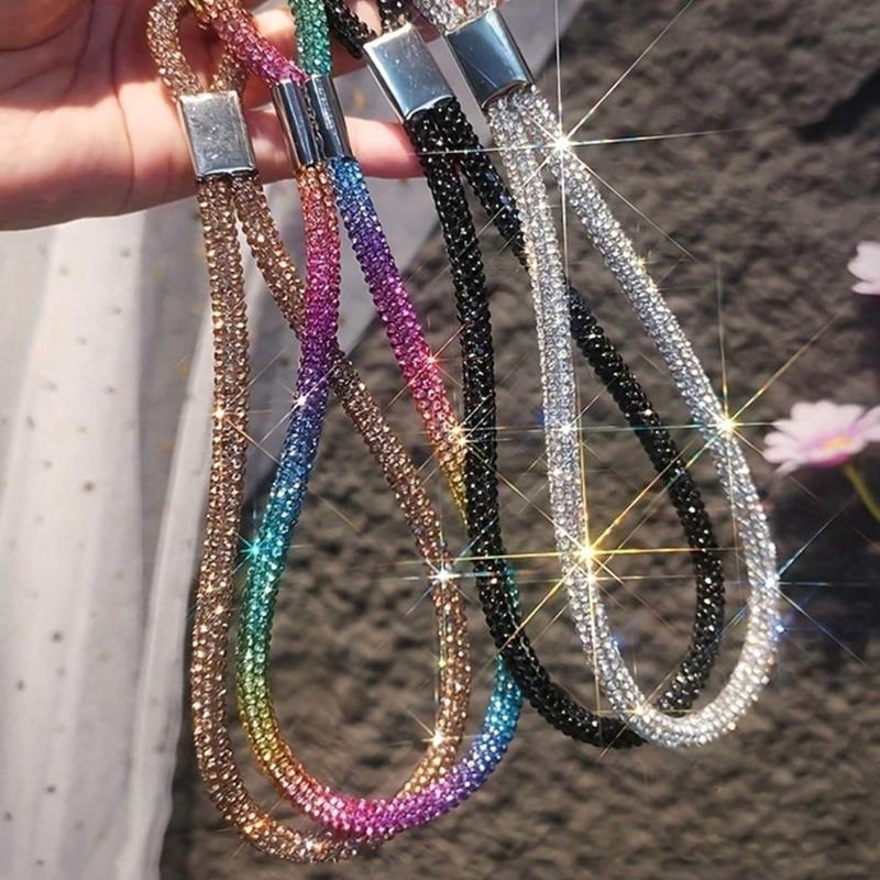 Luxury Glitter Flashy Rhinestone Cell Phone Charm Lanyard For iPhone Samsung Diamond Crystal Phone Wrist Straps Keychain Hanging 1