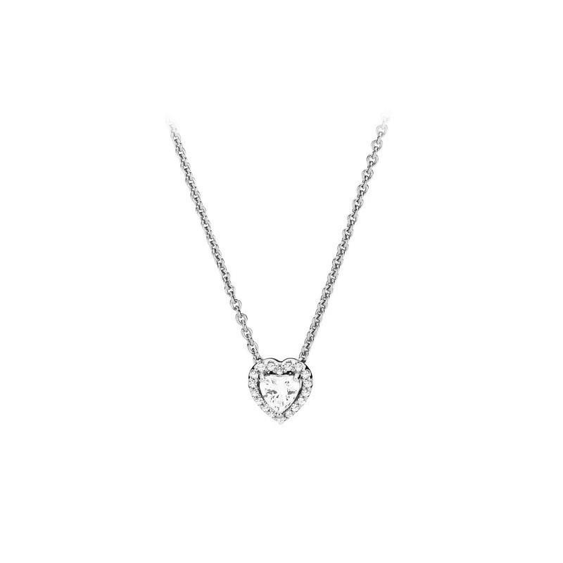 Colorful Heart-Shaped 925 Silver Pendants Necklace Elevated Heart Necklace Lover's Holiday Fine Jewelry Gifts