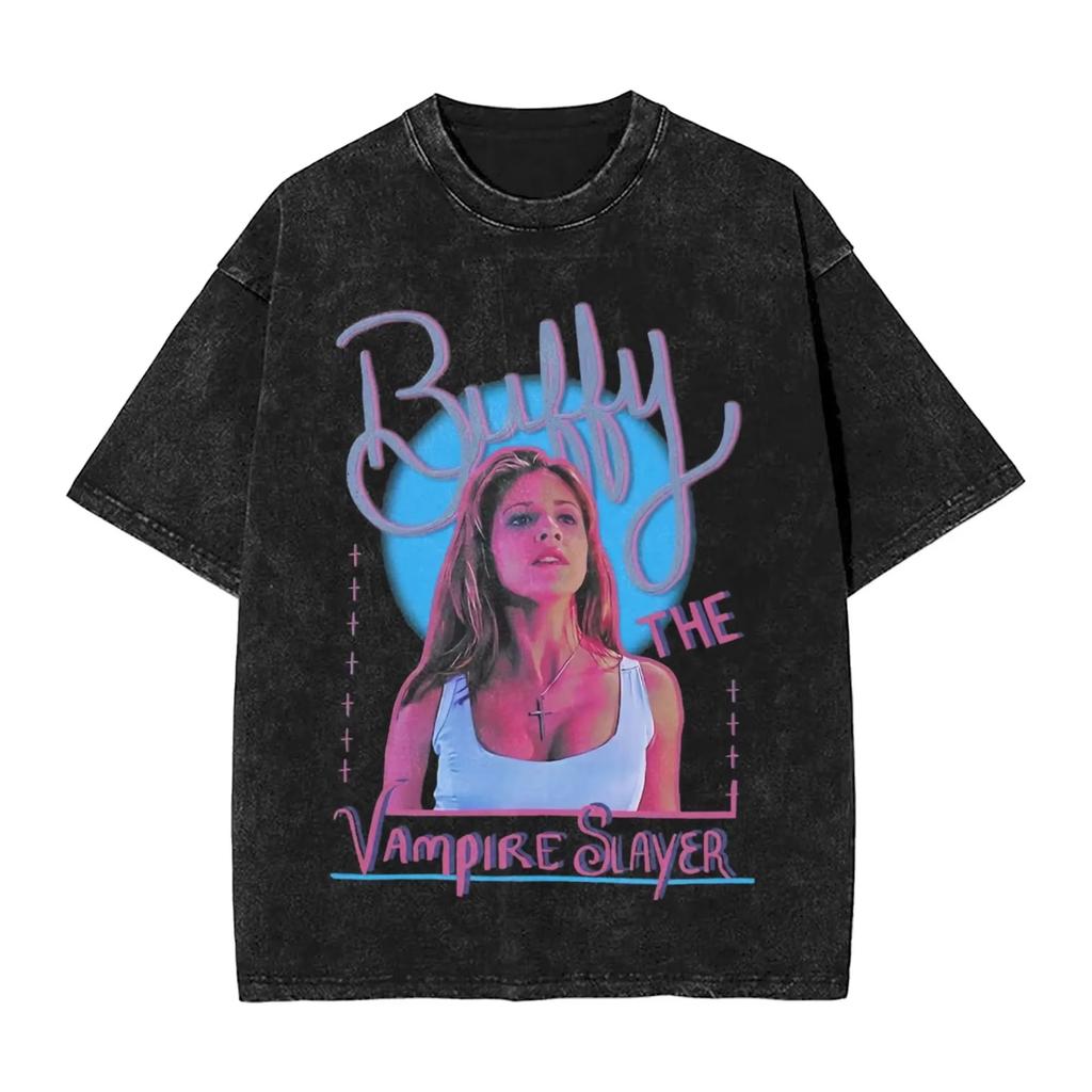 2026 Buffy The Vampires Slayers Graphic Print Wash T Shirt Harajuku Style for Men Women Fashion Cotton 2026