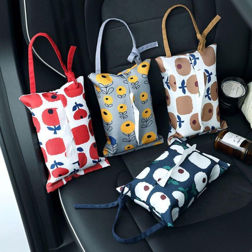 Portable Car Tissue Case Pastoral Style Tissue Container Fashion Napkin Paper Bag  Car Decoration