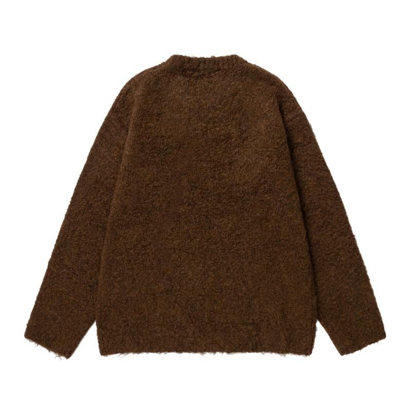 Unisex Oversized Knit Sweater With Cat Jacquard Round Neck Loose Fit Winter Casual Wear