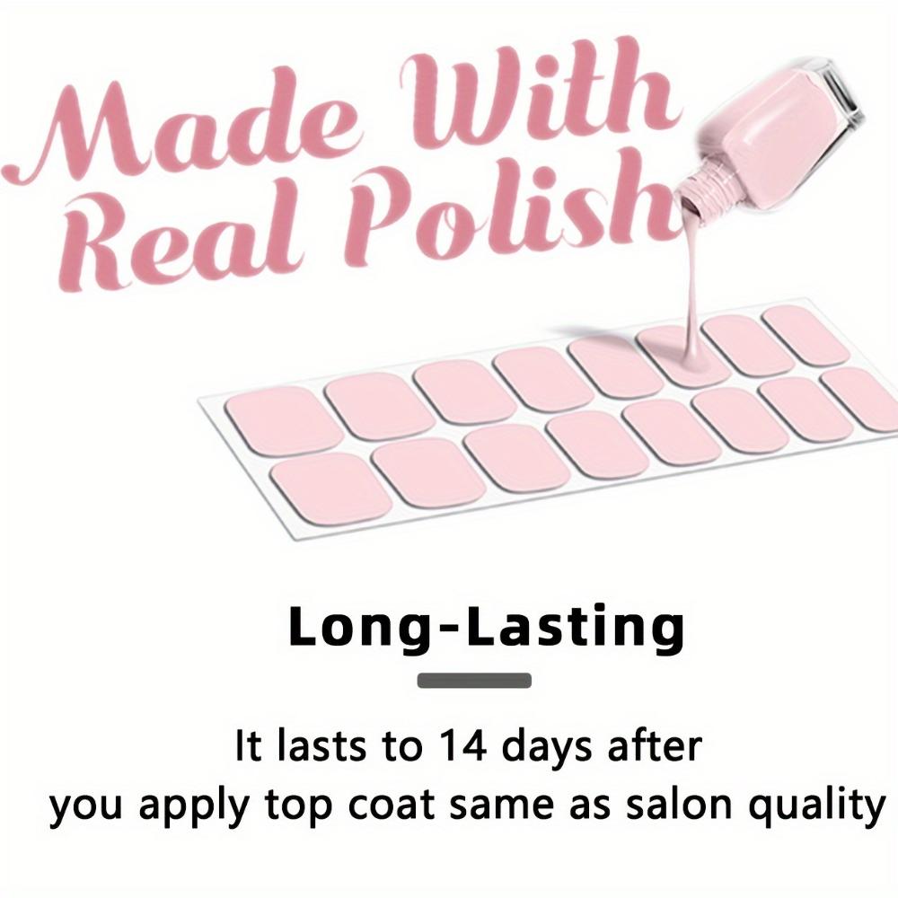 8 Nägel vollständig umwickelte Nagellackstreifen, rosa Nagelblitz selbstklebender Gel-Nagelsticker, geeignet für Damen Heim-DIY Selbstgebrauch Nagelprodukte Nagelset