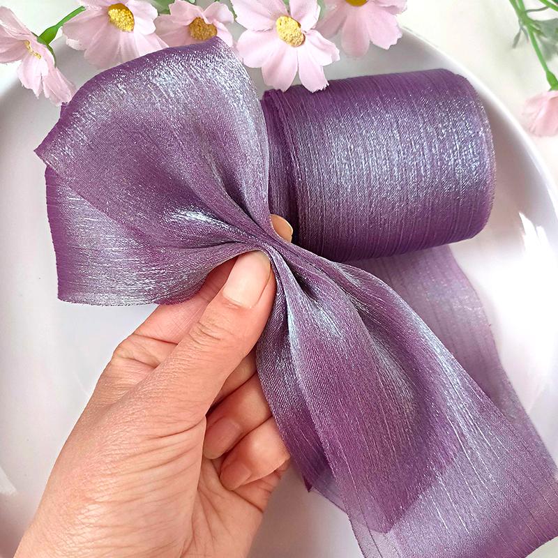 5m/Roll 6cm Wide DIY Crafts Sparkling Yarn Garment Accessories Chiffon Ribbon Roll Elegant Pleated Gifts Wrapping Supplies