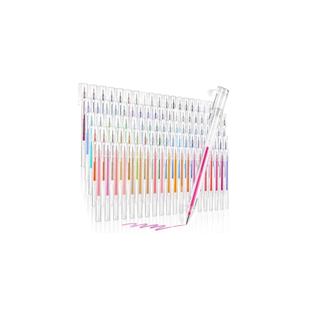 DUULEMANG 100-Color Glitter Pen Set - Water-Based Gel Pens, Pastel Colors, Gel Pens for Coloring,