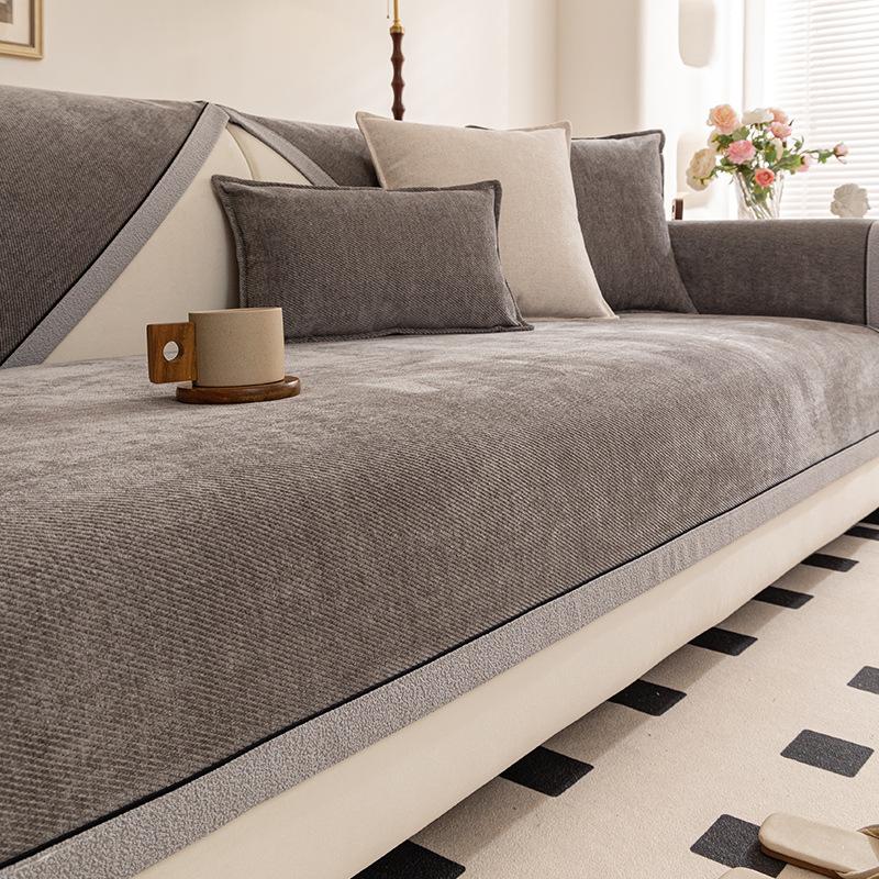 New Sofa Cover Universal In All Seasons, Simple Modern Non-Slip Seat Cushion, Chenille Sofa Cushion Cover Cloth Towel