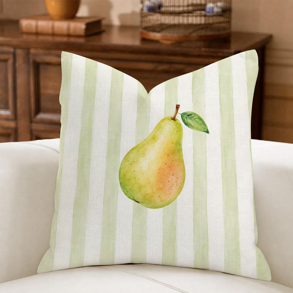 Modern Minimalist Striped Lemons Cushion Cover Natural Breathable Durable Linen Printed Decor Pillow Case Sofa Bedroom