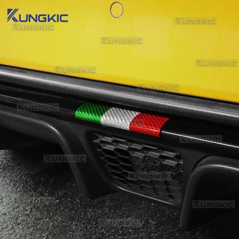 Hard Dry Carbon Fiber For Abarth 595 695 595C 695C 2017-2024 Italian Tricolor Car Rear Bumper Lip Sticker Accessories