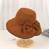 New M standard versatile bow big eaves bucket hat fashionable casual sun hat showing face small sun protection hat