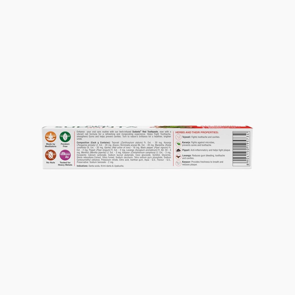 Sri Sri Tattva Sudanta Red Ayurvedic Toothpaste 100g X Pack of 3 | Herbal Oral Care for Fresh Breath Strong Gums Cavity Protection
