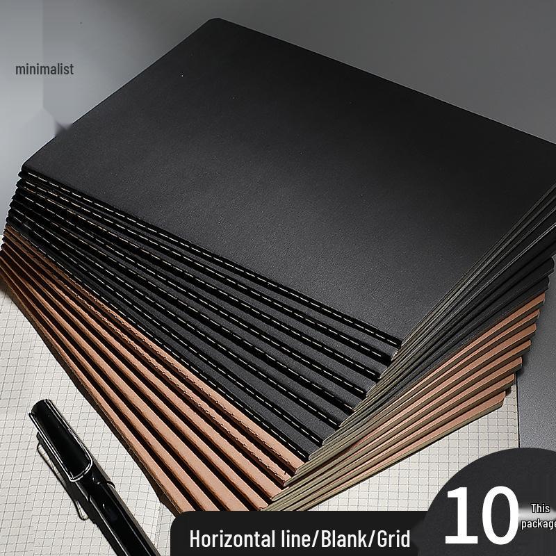 16k Simple Cowhide Paper Stitched A4 Large Lined B5 High School Blank English Grid Notebook
