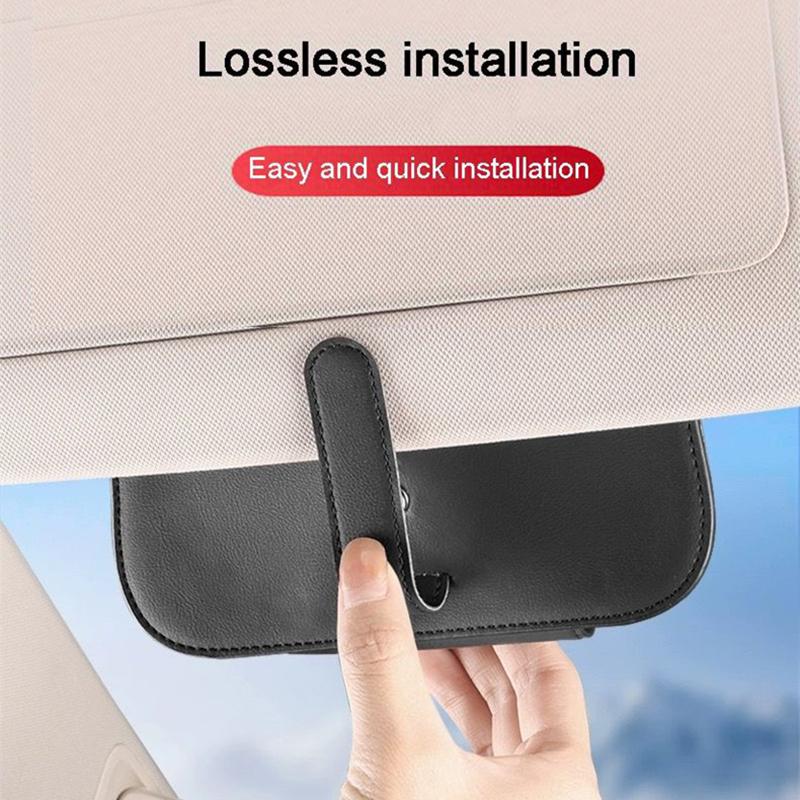 Osłona przeciwsłoneczna samochodu Uchwyt na okulary Etui Klips do okularów przeciwsłonecznych Skórzane pudełko na okulary Organizer na karty i bilety Magnetyczne zapięcie Przechowywanie okularów