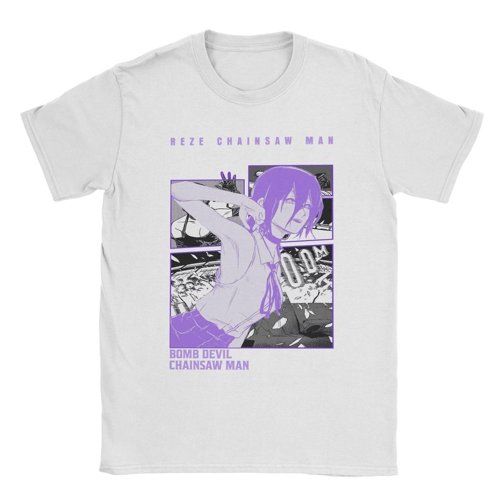 Chainsaw Man Reze Movie Devil Mens T Shirt  Novelty Tee Shirt Short Sleeve Crew Neck TShirt Cotton Birthday Present Tops