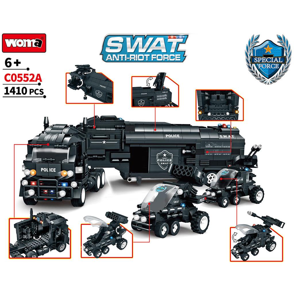 WOMA TOYS C0552A Factory SWAT Corps Anti Riot Force Police Car Small Plastic Building Blocks Bricks Set