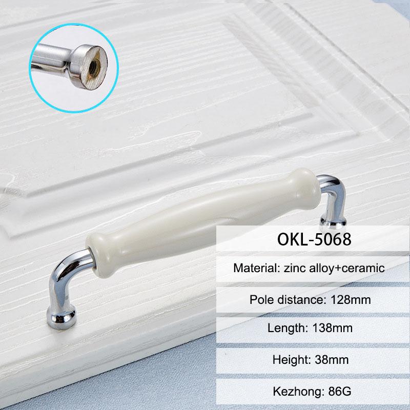 

Ручка-скоба для двери из цинкового сплава и керамики, ручка для шкафа, ящика, гардероба, кухонного шкафа, мебельная ручка-кнопка Ceramic Bright White 5068 128mm Hole Pitch
