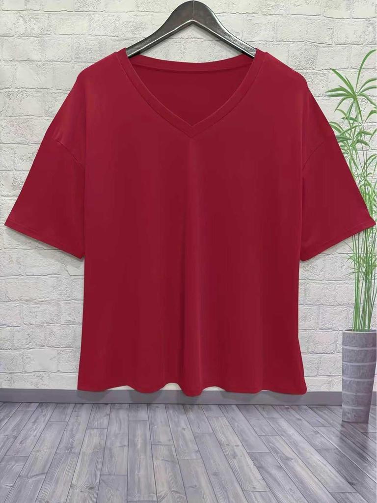 Damen Übergröße Lockeres Lässiges Rundhals-T-Shirt - Neuer Stil