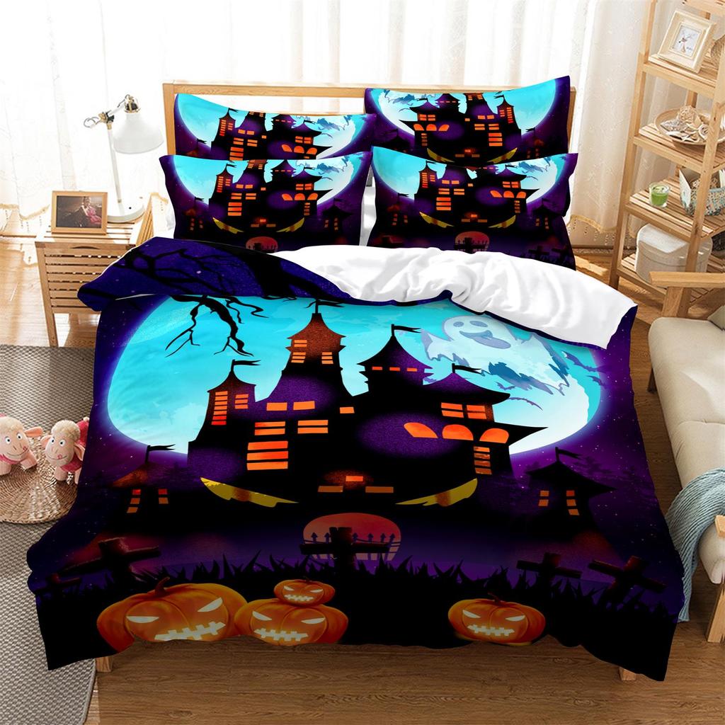 Halloween Bedding 3D Horror Pattern Duvet Cover Pillowcase 2/3pcs Single/double Bed Full-size Home Textile Teens Men Gift