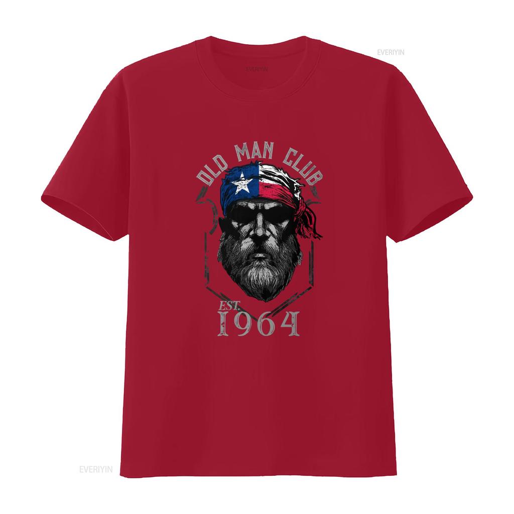 1964 Texas Old Man Club Vintage T Shirt Cotton Crew Neck with Patriotic Bandana Print Vintage Washed Designer Clothes