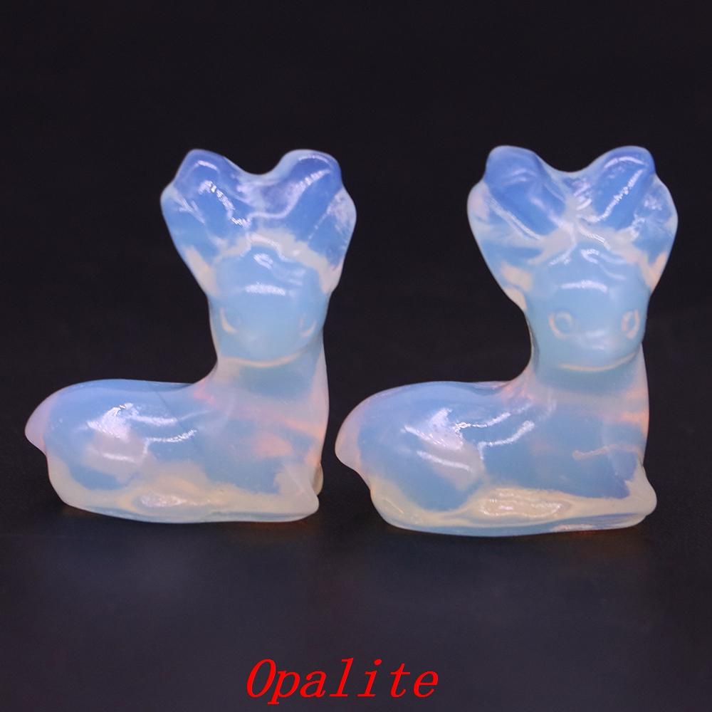 Deer Statue Natural Stone Carved Crystal Reiki Healing Animal Figurines Gemstone Crafts Home Gem Decoration Gifts  1.2"