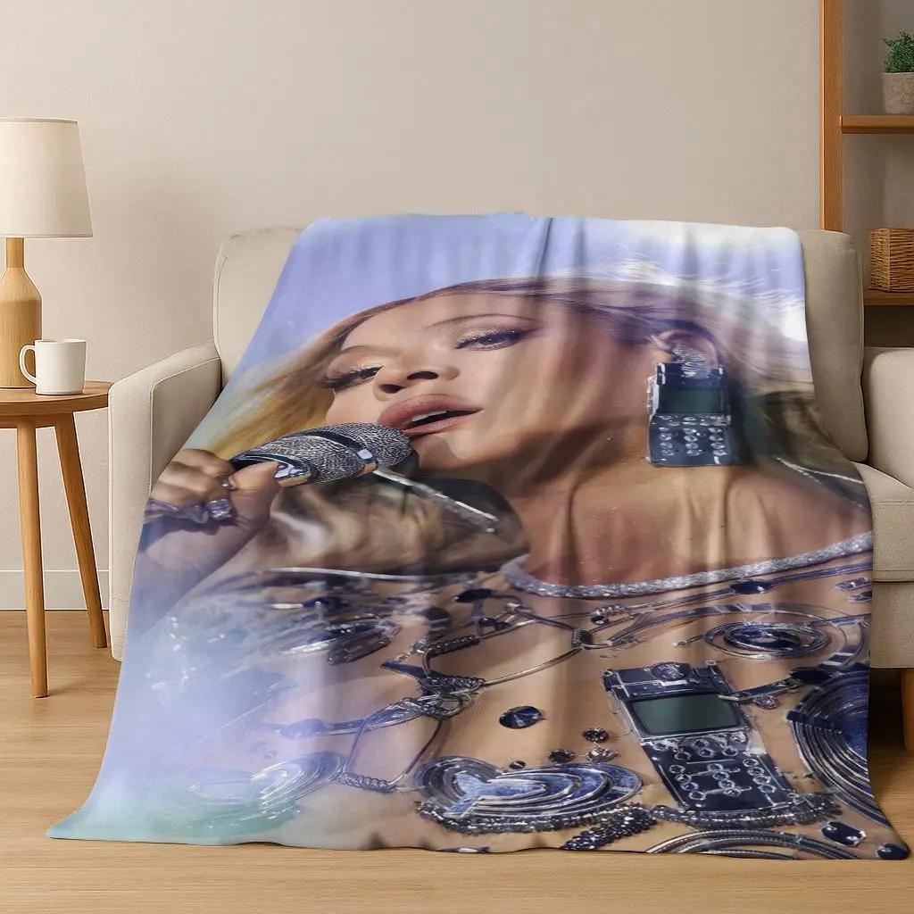 Fashion Pop Music Beyonce Art Flannel Blanket,Cozy Soft Throw Blanket for Home Bedroom Bed Sofa Picnic Office Cover Gift Kid