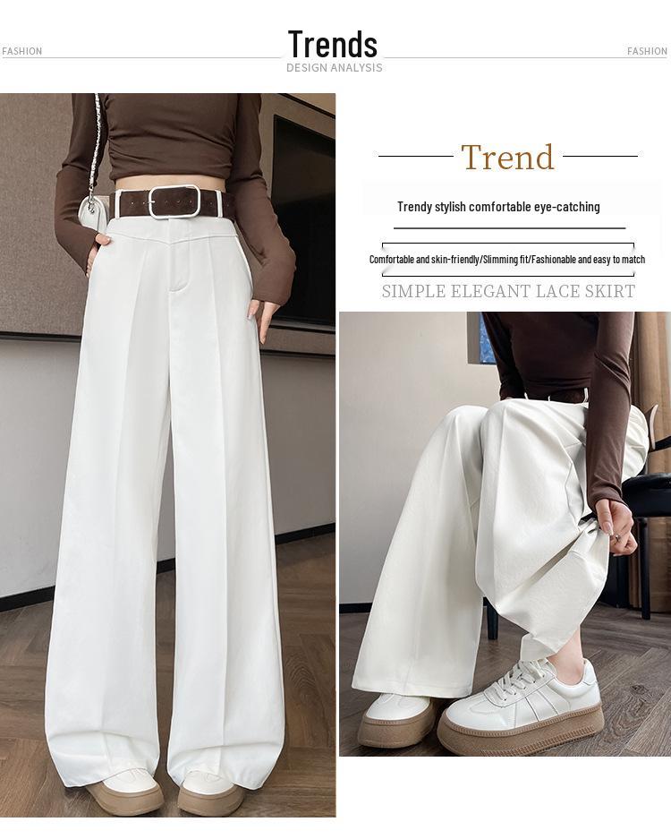 2026 Spring High-Waisted Wide-Leg Washed Cotton Straight Pants for Women, Floor-Length and Slimming