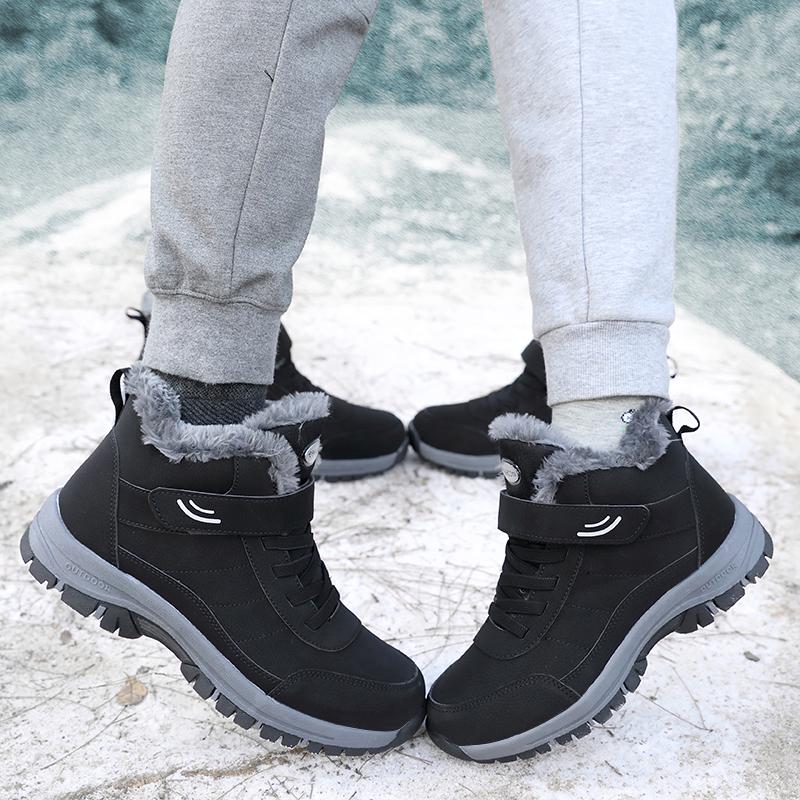 Stivali da uomo invernali alla moda Scarpe da donna impermeabili in pelle PU peluche Scarpe da trekking da arrampicata Stivali invernali caldi in peluche unisex da esterno