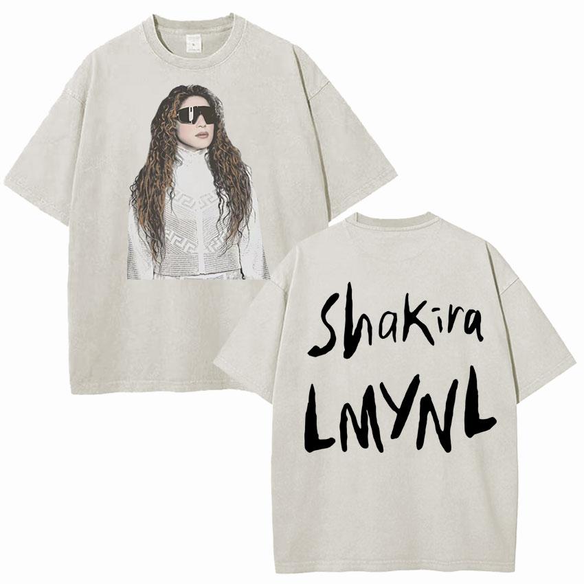 Singer Shakira Las Mujeres Ya No Lloran World Tour Tshirts Mens Hip Hop Tshirt Vintage Washed Summer Oversized Cozy Tee Shirt