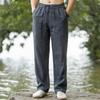 Men's Retro Chinese Style Linen Summer Trousers - Loose, Thin, Straight Casual Pants.