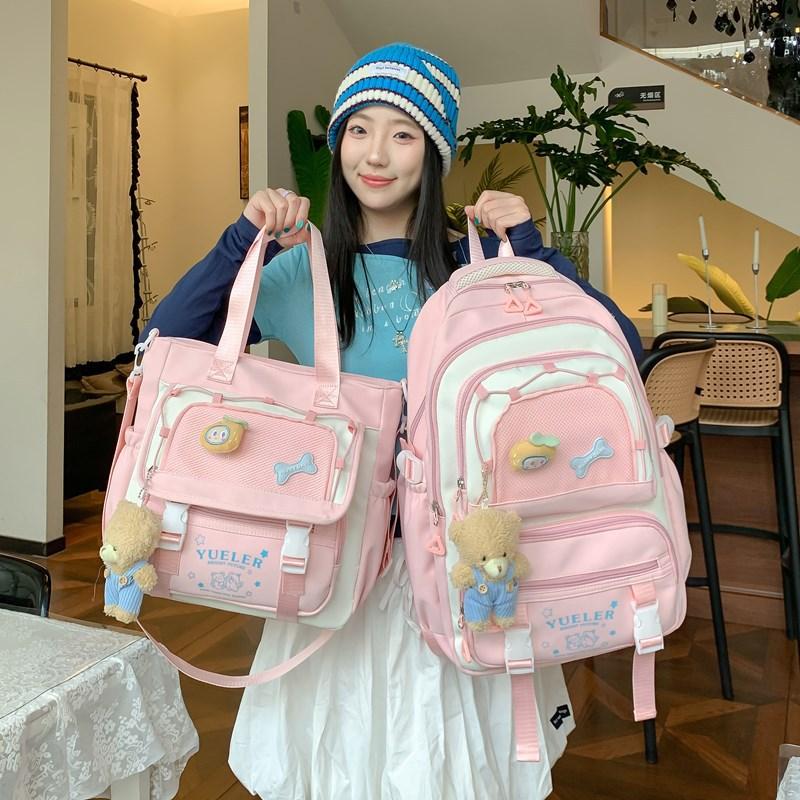 Schoolbag Japanese new cute little fresh girl make-up bag junior high school student college wind dopamine contrasting backpack