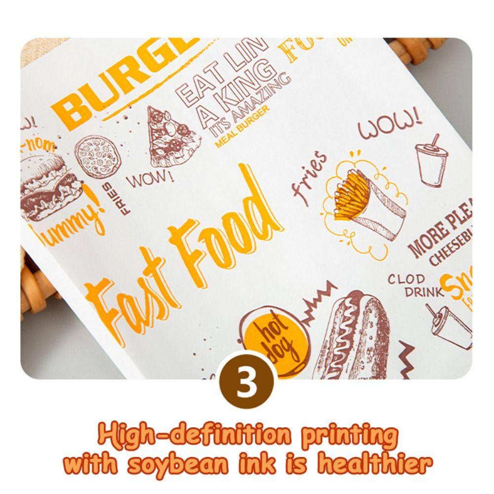100PCS Non-stick Surface Non-stick Food Packaging Disposable Oil-proof Paper Bag Pancake Packaging