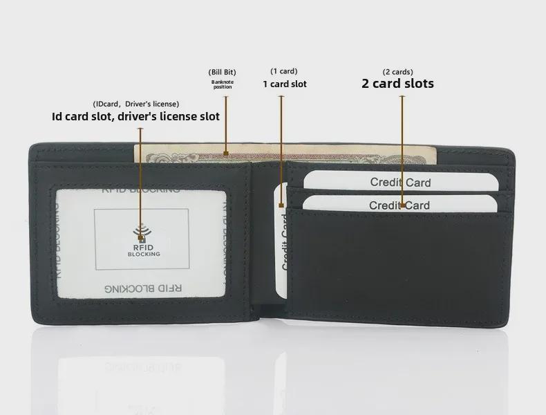 Men's Retro Genuine Leather Anti-Theft Wallet - Crazy Horse Cowhide, Thin and Short Design