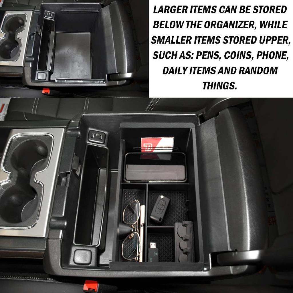 Center Console Organizer For 2014-2018 Chevy Silverado 1500 / GMC Sierra 1500 Accessories And 2015- Sierra/Silverado 2500/3500HD And 15- Yukon/Yukon