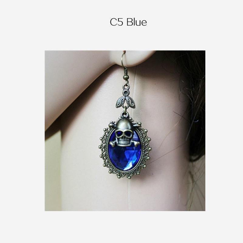 Women Fashion Gothic Halloween Crystal Skull Earrings Retro Personal Earrings Jewelry Accessories