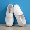 One-word Nurse Shoes Women's White Wedge Heel Soft Sole 2025 New Little White Shoes Autumn and Winter Old Beijing Cloth Shoes Flat Sole