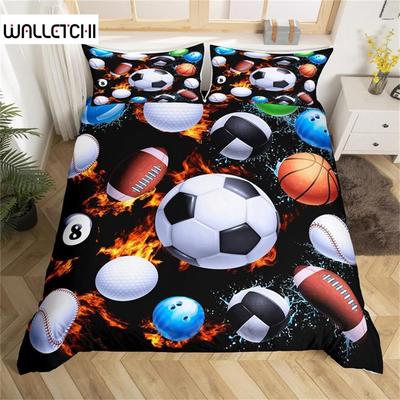 Bedding Set Duvet Cover Twin King Microfiber Soccer Volleyball  Games Sports Comforter Cover for Kids Teens Bedroom Decorate