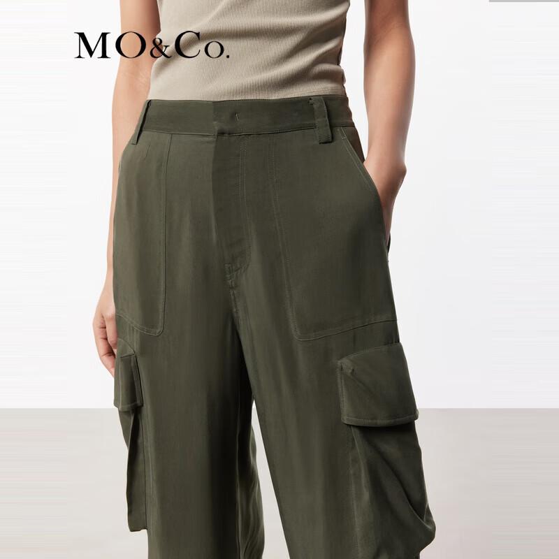 MO&Co. Matte Cupro Drawstring Cargo Pants