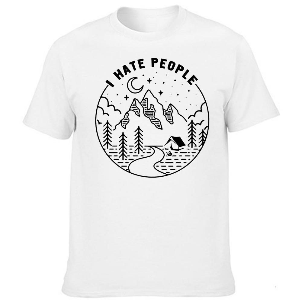 I Hate People Print T Shirt Love Camping Funny Vintage Short Sleeve Shirts Streetwear Comfortable Crew