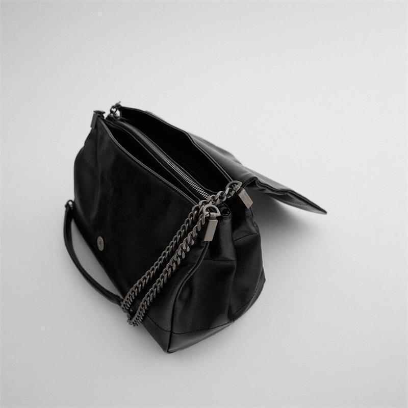 ZA Cross-border European & American Fashion Large Solid Color Women's Chain Shoulder Bag - Versatile, Casual, Large Capacity