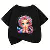Fashion Fish with Flower Design TShirt Printed T Shirt Girls Summer Clothes Short Sleeve Tops TShirts Cute Girls Clothing